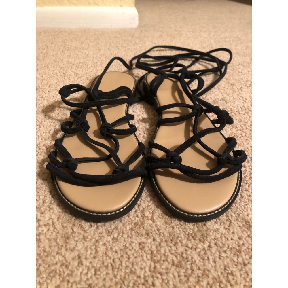 TopShop black suede lace up gladiators,
